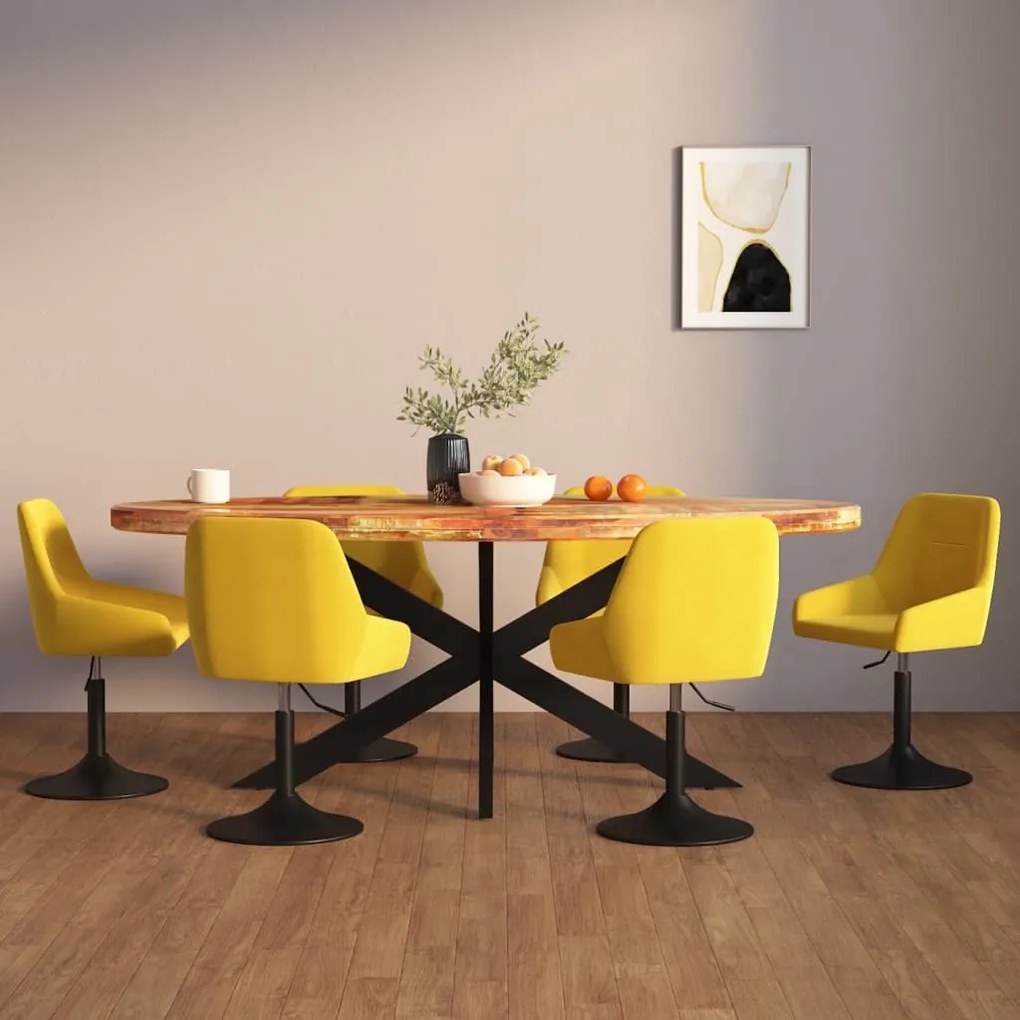 vidaXL Cadeiras de jantar giratórias 6 pcs veludo amarelo mostarda