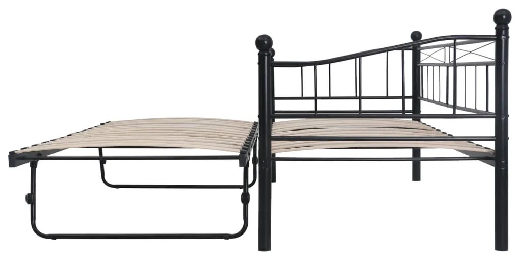 Estrutura de cama em aço 180x200/90x200 cm preto