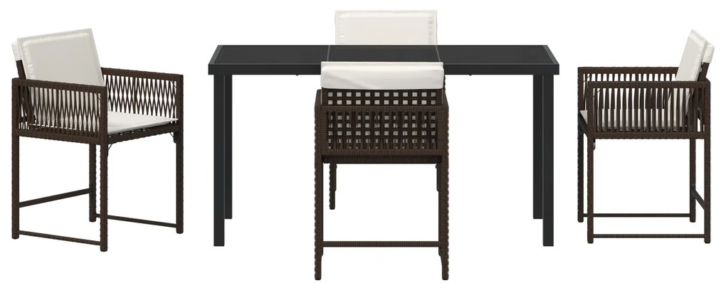 Conjunto de Jantar de Jardim com Almofadas Marrom Rattan Poli