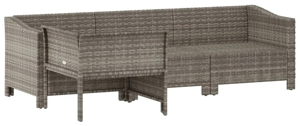 4 pcs conjunto lounge de jardim c/ almofadões vime PE cinzento