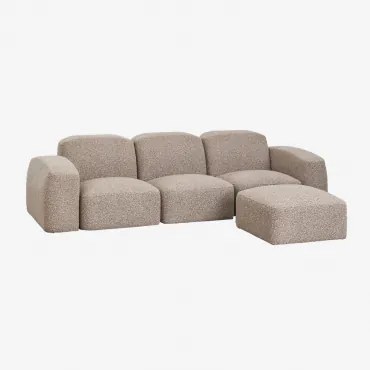 Sofá Modular E Pufe Bastian De 3 Peças Bouclé Castanho Moca - Sklum