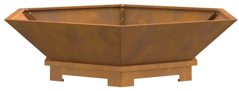 Fogueira Hexagonal vidaXL 100x100x28 cm Aço Envelhecido