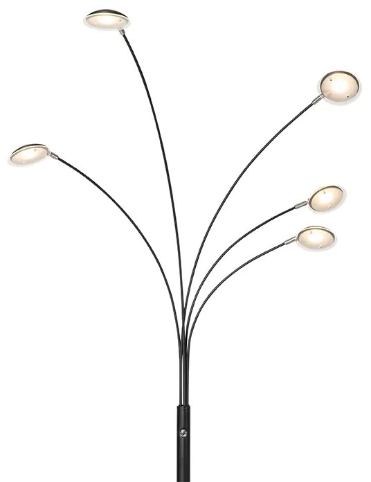 Candeeiro de pé Design preto com 5 luzes LED reguláveis - Sixties Trento Design