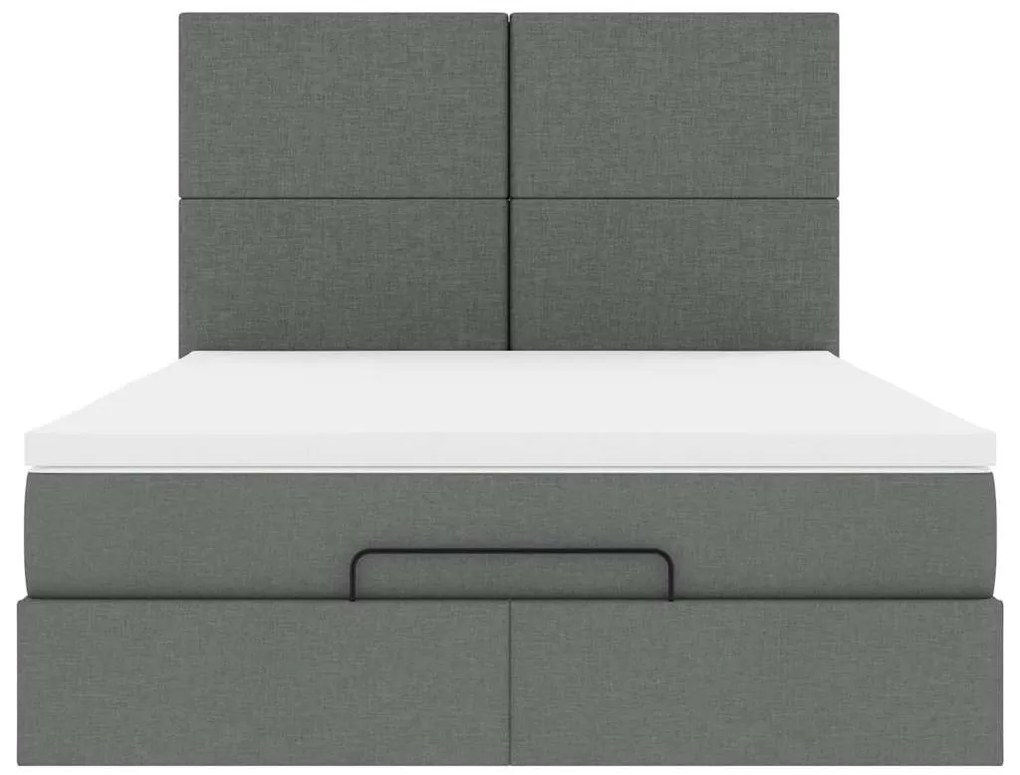 Estrutura de cama otomana com colchão 140x190cm cinzento escuro