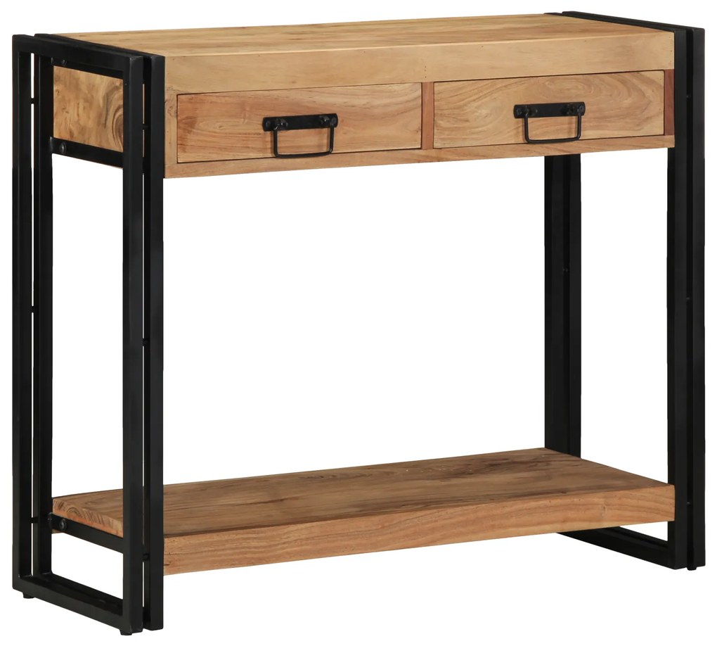 Mesa de Consola vidaXL Preta 90x33x75 cm em Madeira de Acácia Sólida e Metal