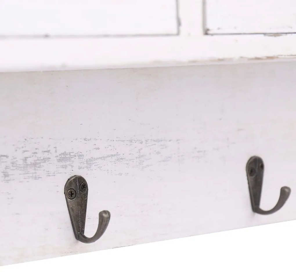 Cabide de parede 50x10x34 cm madeira branco