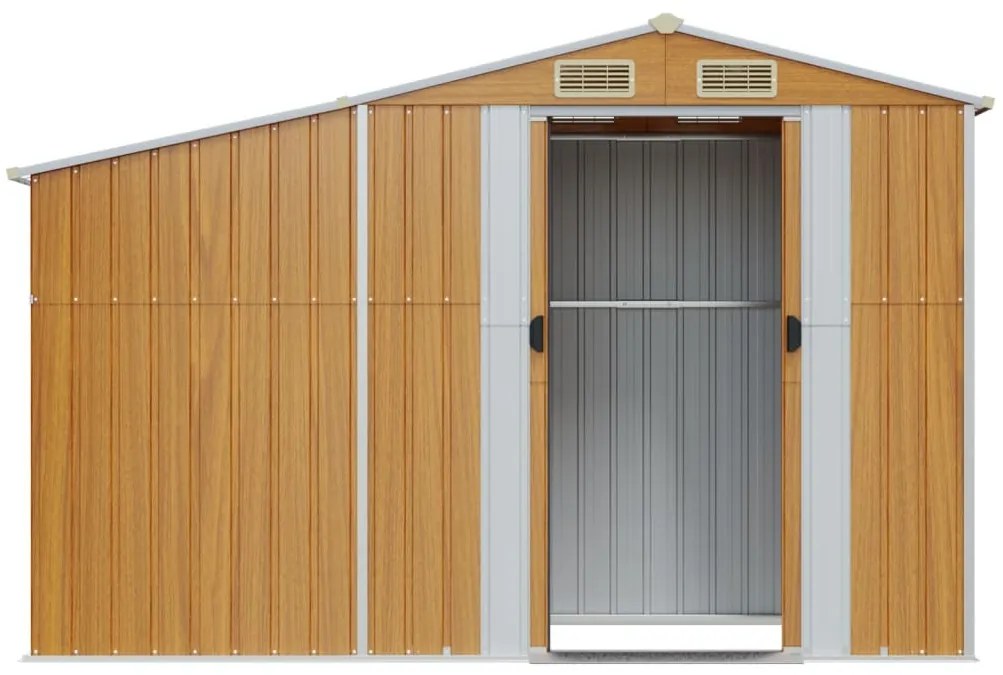 Abrigo de jardim 277x93x179 cm aço galvanizado castanho