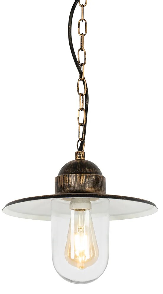 Candeeiro de suspensão exterior rústico ouro antigo IP44 - Kansas