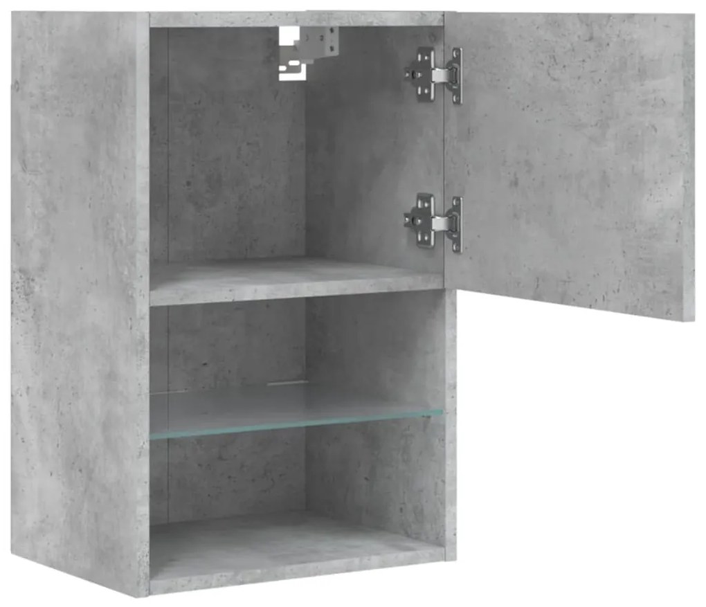 Móvel de TV com luzes LED 40,5x30x60 cm cinzento cimento