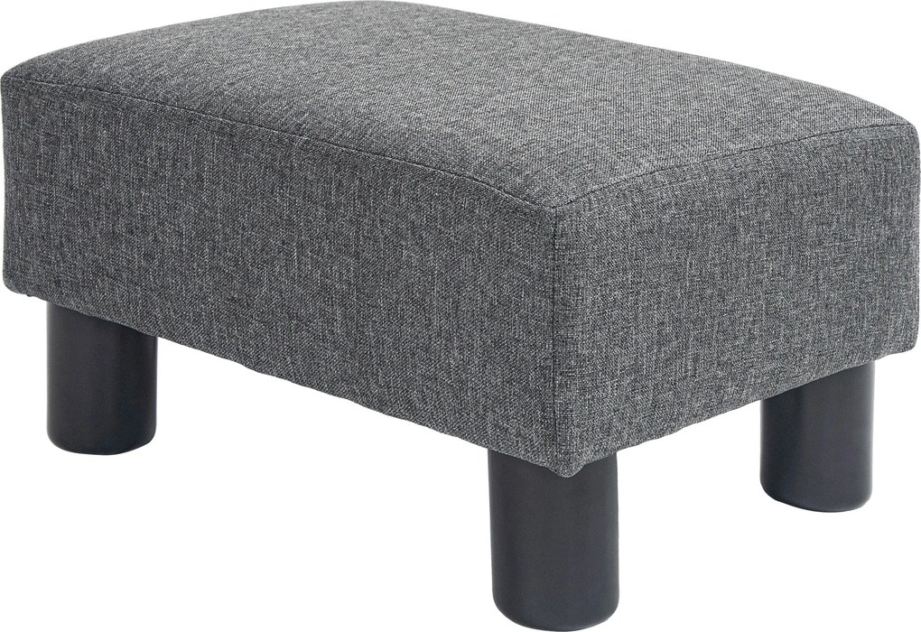 HOMCOM Puff, Assento com revestimento de tecido de aspecto linho, Enchimento de espuma, Pernas de plástico, para vários ambientes, Cinza | Aosom Portugal