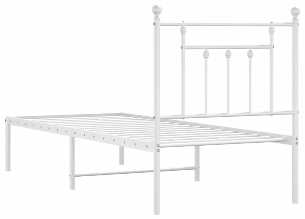 Estrutura de cama com cabeceira 75x190 cm metal branco