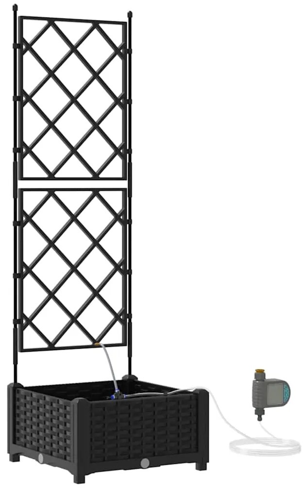 Jardineiras de Jardim 1 pc Preto 40 x 40 x 126 cm Plástico
