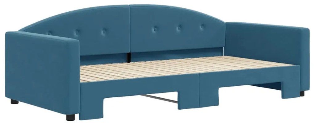 Sofá-cama com gavetão 100x200 cm veludo azul