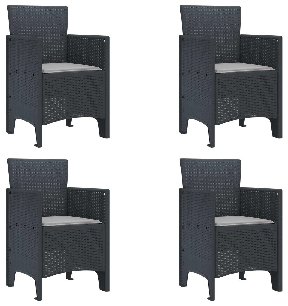 vidaXL Cadeira de Jardim 4 pcs Antracite 53 x 49 x 85 cm Polipropileno