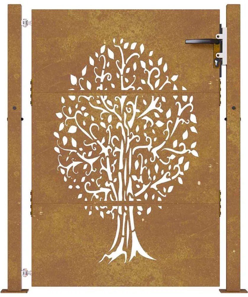 Portão de jardim 105x155 cm aço corten design árvore
