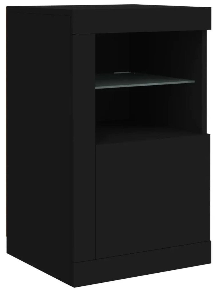 Aparador com luzes LED 163x37x67 cm preto