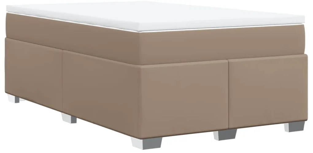 Cama boxspring c/ colchão 120x190cm couro artificial cappuccino