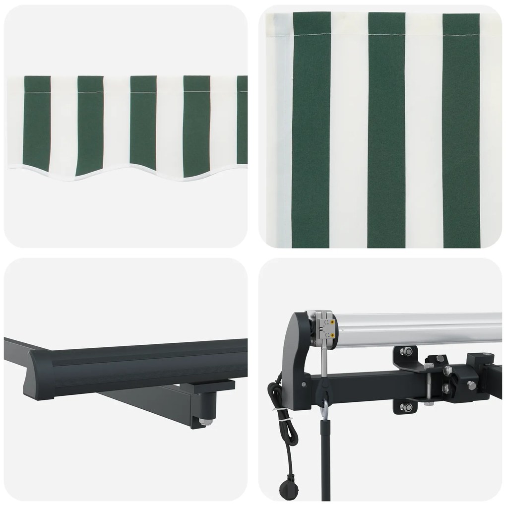 Toldo Retrátil Automático Verde e Branco 450x350 cm