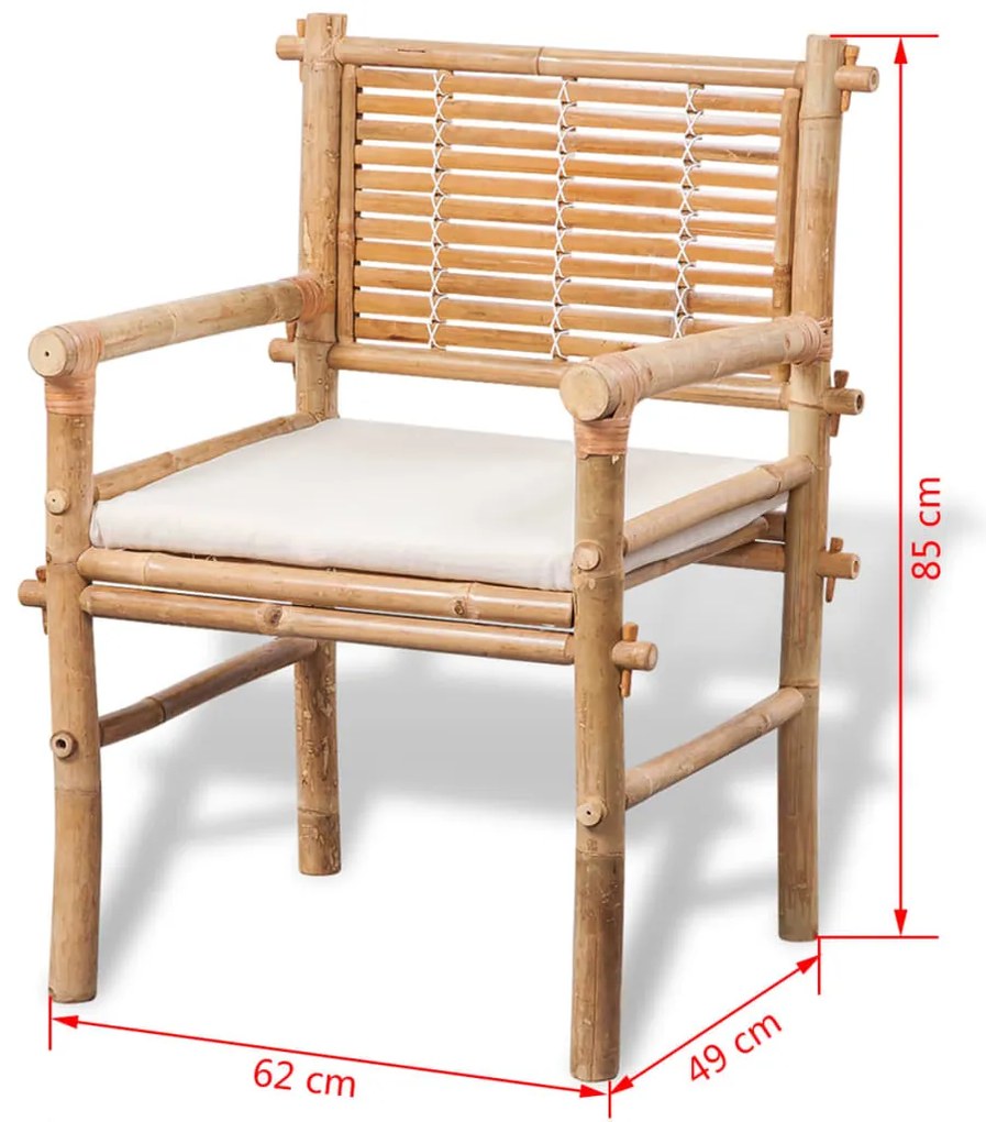 3 pcs conjunto bistrô com almofadões em bambu