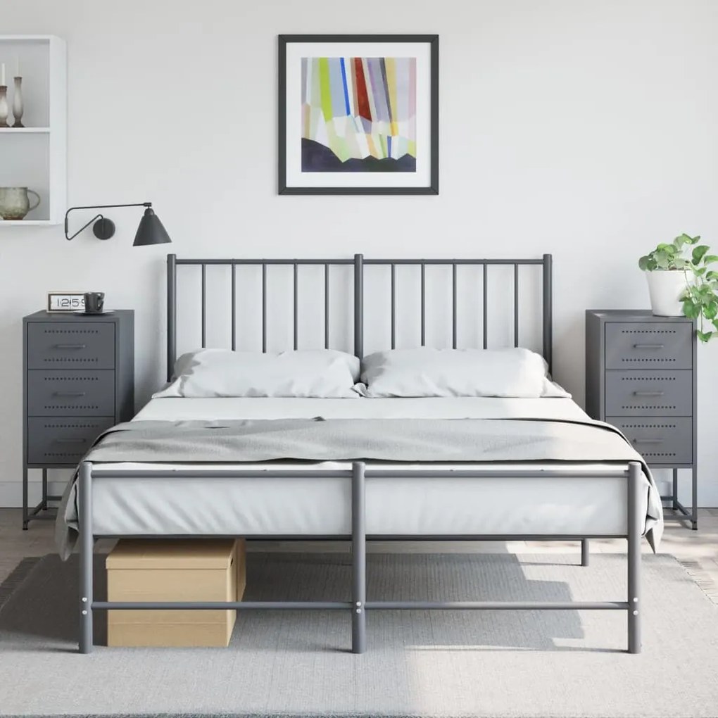 vidaXL Mesas de cabeceira 2 pcs 36x39x78 cm aço antracite