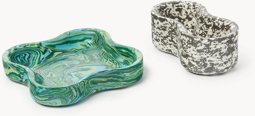 Taças decorativas em mármore artificial Elara, conjunto de 2