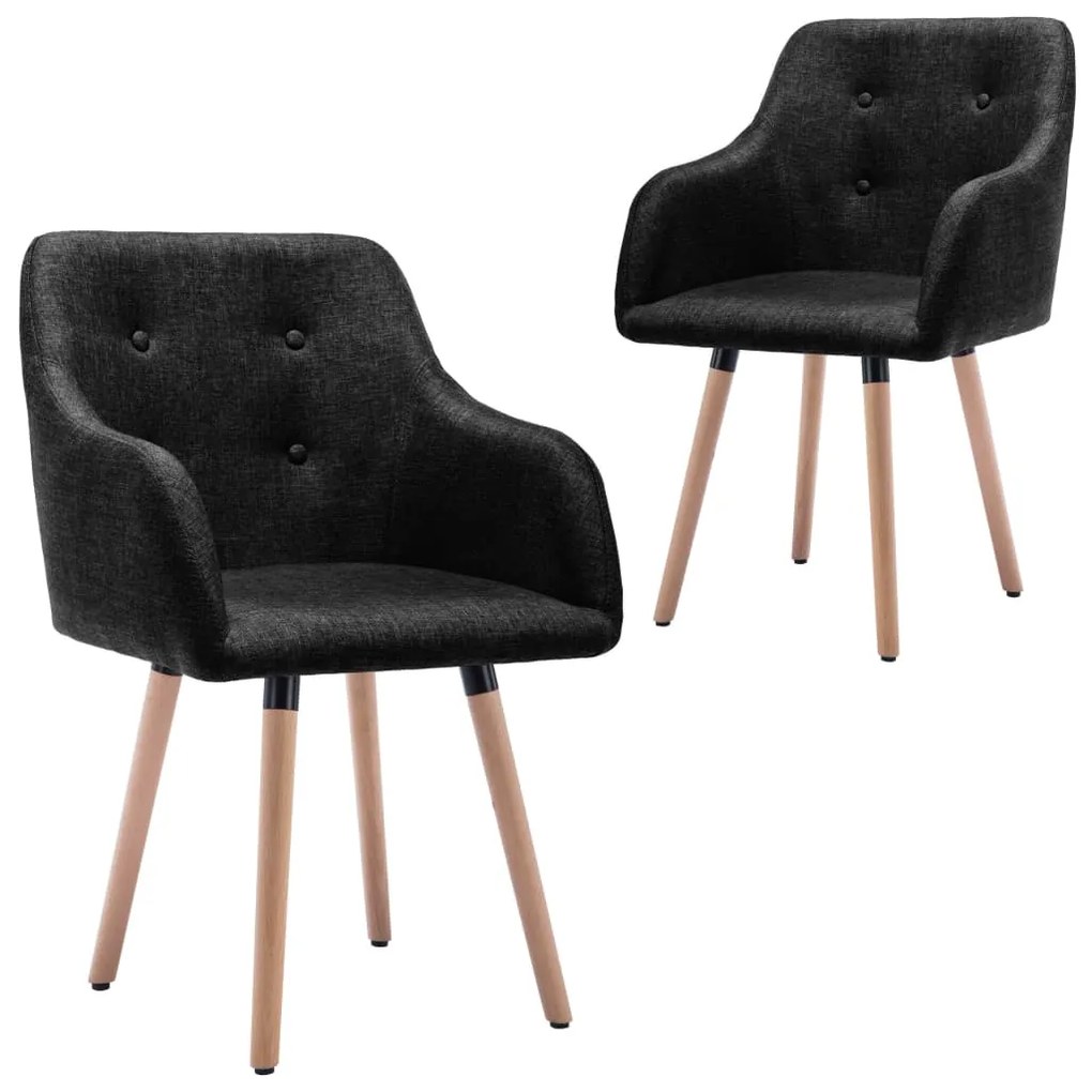 vidaXL Cadeiras de jantar 2 pcs tecido preto