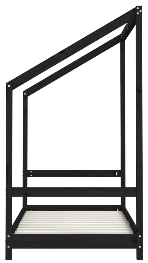 Estrutura de cama infantil 2x(80x160) cm pinho maciço preto
