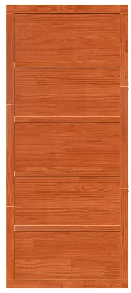 Porta de Celeiro Marrom Encerado 90x208 cm Madeira Sólida de Pinus
