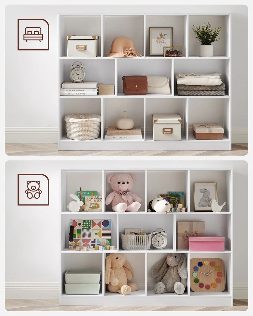 Estante livros com 11 compartimentos 30 x 126 x 100 cm branca