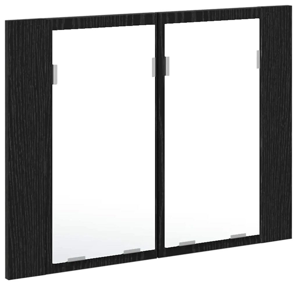 Armário de Espelho LED para Casa de Banho vidaXL Preto Carvalho 60x12x