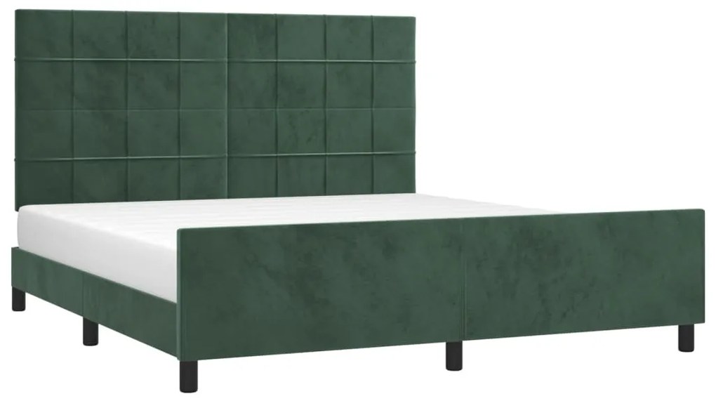Estrutura de cama c/ cabeceira 180x200 cm veludo verde-escuro