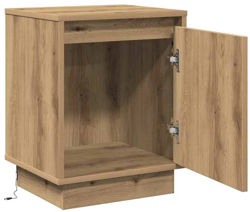 Camas de cabeceira com luzes LED 2 pcs Carvalho Artisan 39x34,5x50 cm