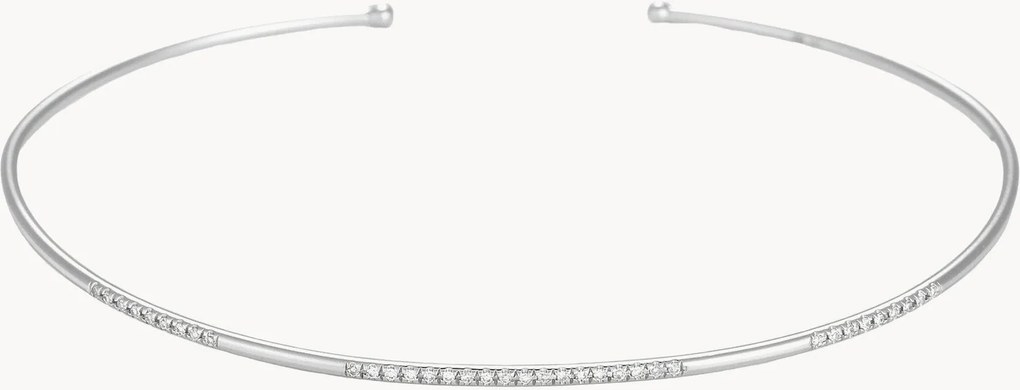 Pulseira rígida de ouro branco com diamantes Divided Line, 0,07 quilates