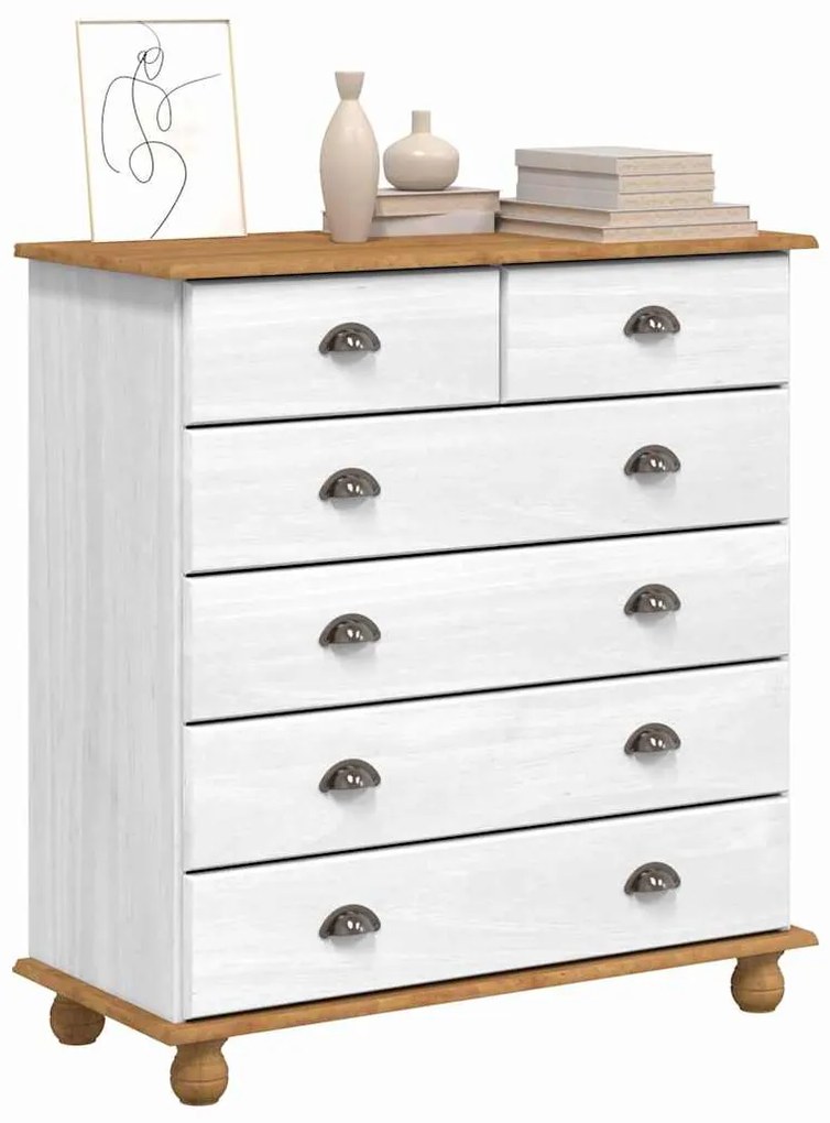 Cômoda "ASKIM" Branca 91x40x95,5 cm Madeira Sólida de Pinho
