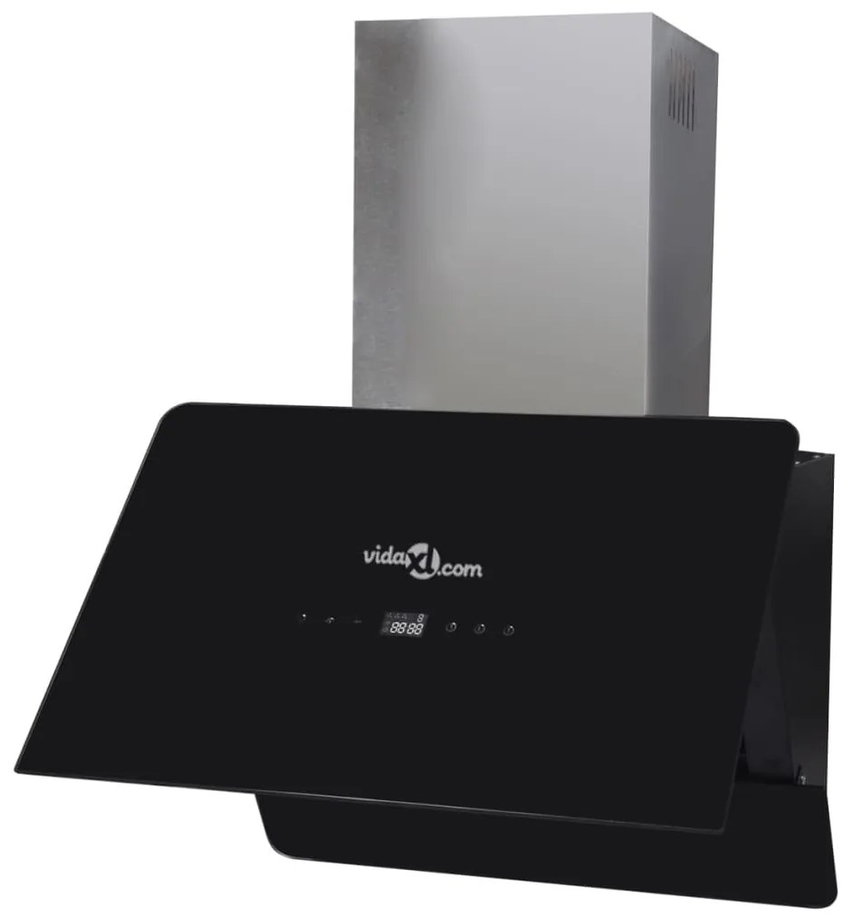 vidXL Exaustor com ecrã 600 mm vidro temperado preto
