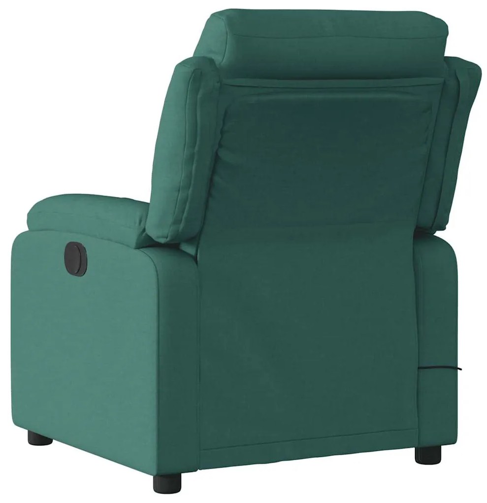 Poltrona de massagens reclinável tecido verde-escuro