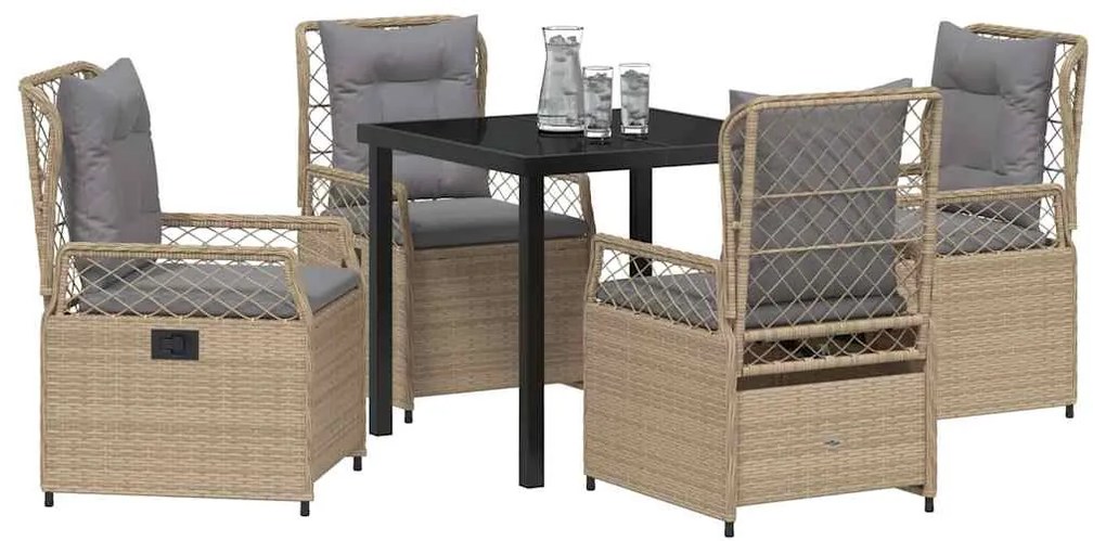 Conjunto de Jantar pra Jardim 5 Peças Bege em Rattan Sintético