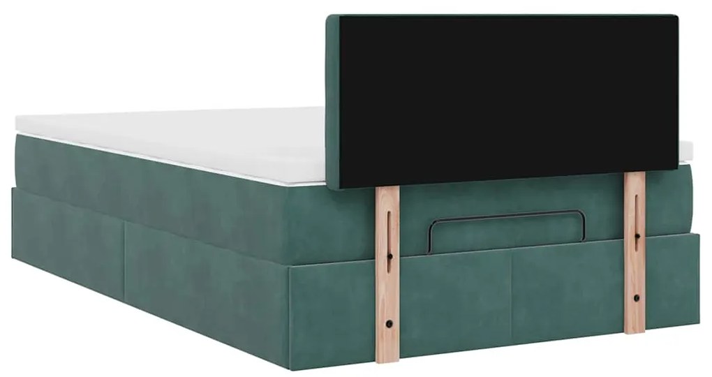 Estrutura de cama otomana com colchão verde escuro veludo