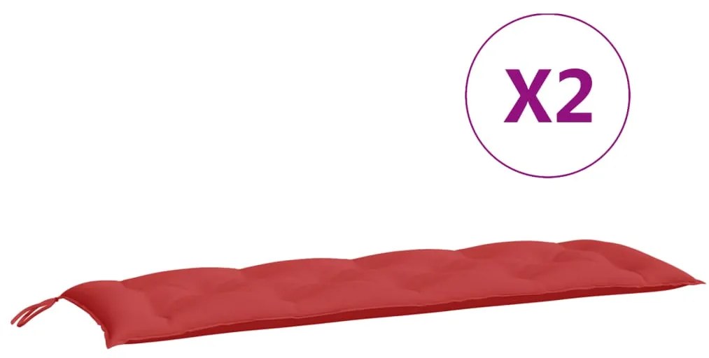Almofadões banco jardim 2 pcs 150x50x7cm tecido oxford vermelho