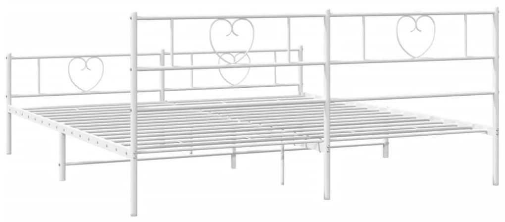 Estrutura de cama com cabeceira e pés 200x200 cm metal branco