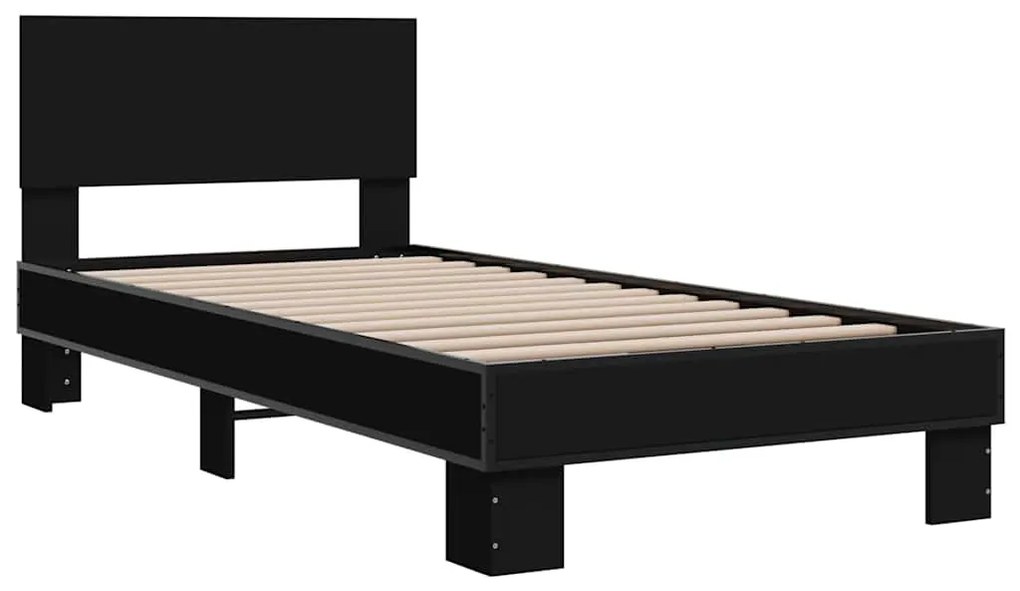 Estrutura de cama 90x200 cm derivados de madeira/metal preto