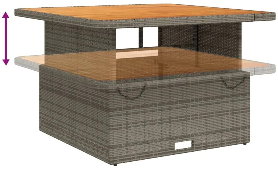 4 pcs conjunto de jantar p/ jardim c/ almofadões vime PE cinza