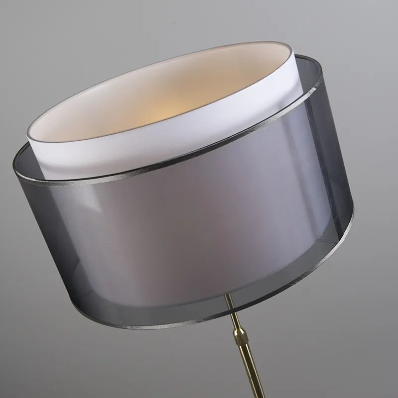 Candeeiro de pé dourado/latão com abajur preto/branco 47 cm - Parte Design,Moderno