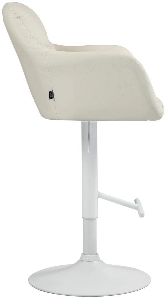 Banco de bar Natoma em couro sintético com estrutura branca 97-118 x 57 x 59 cm Creme
