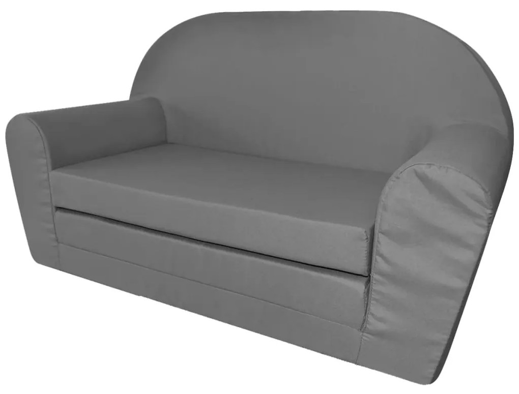 243257 vidaXL Poltrona desdobrável para crianças, cinzento