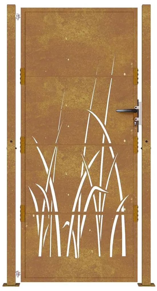 Portão de jardim 105x205 cm aço corten design erva