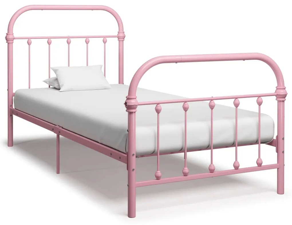vidaXL Estrutura de cama 90x200 cm metal rosa