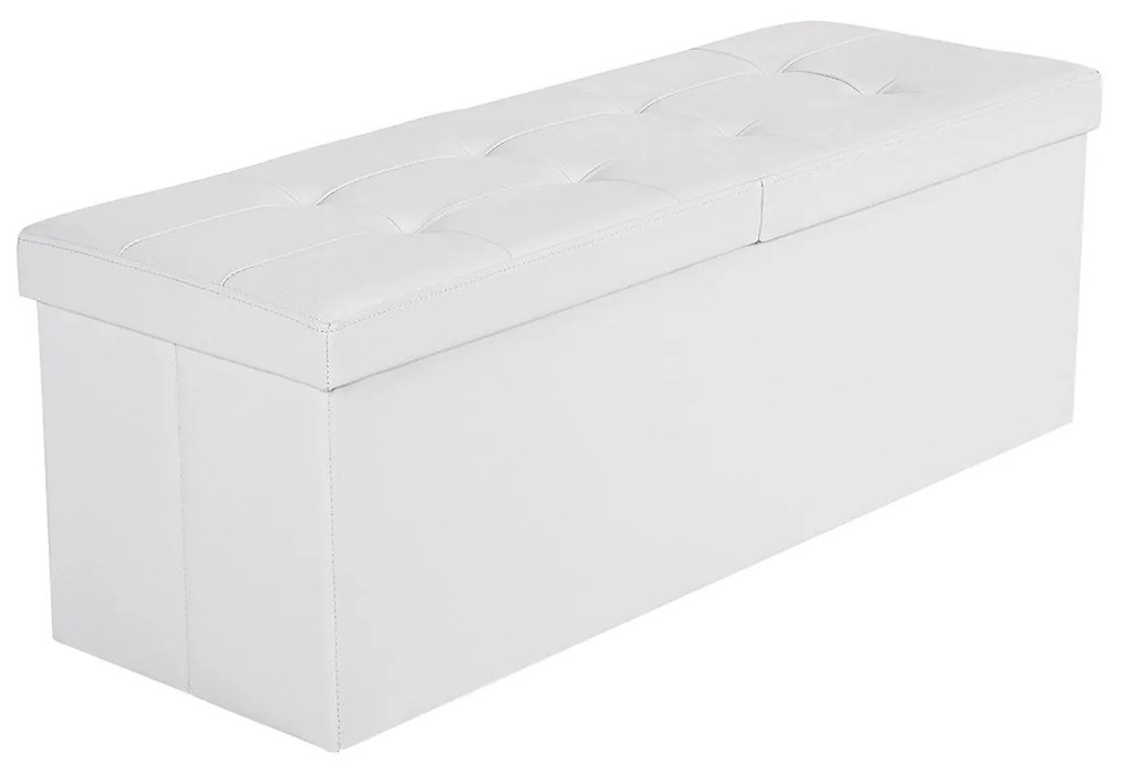 Banco de armazenamento dobrável com tampo e assento | SONGMICS | 110 x 38 x 38 cm | branco | LSF75WT.