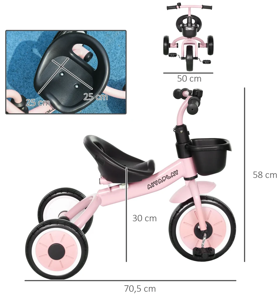 Carro de triciclo Moto elétrica infantil com Bateria para crianças com mais  de 3 anos 108x51x75cm Rosa