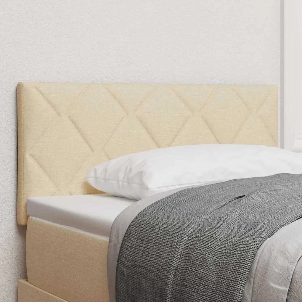 vidaXL Cabeceira com Design em Blocos de Diamante Creme 100 cm, Tecido